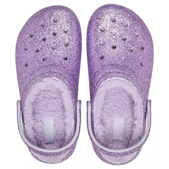 NEW CROCS Big Kids Sizes J2 - J6 Classic Lined Chunky Glitter Clog Moonlight - Picture 6 of 6